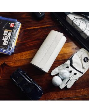 Leather Men Watch Roll - White